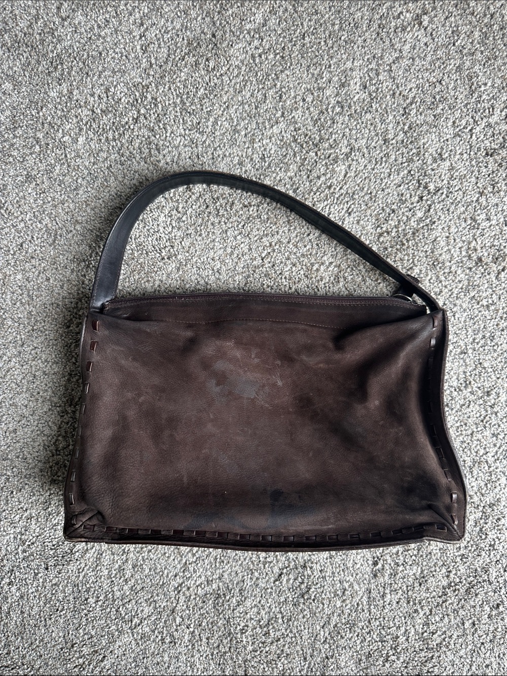 Coach Dark Brown Suede Shoulder Satchel